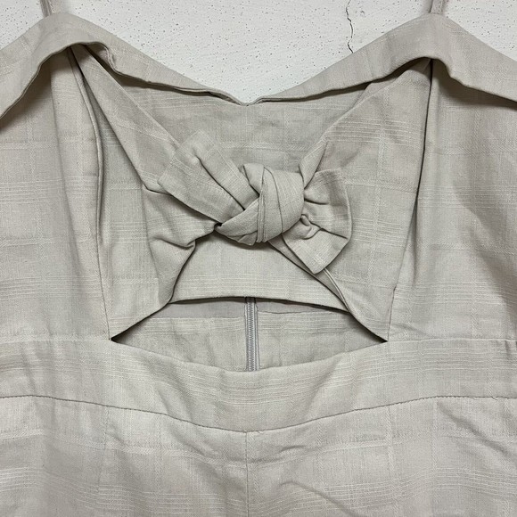 Bardot Bridgette Linen Blend Romper Womens Size 8 Front Cut-Out Nougat Color - Picture 5 of 10